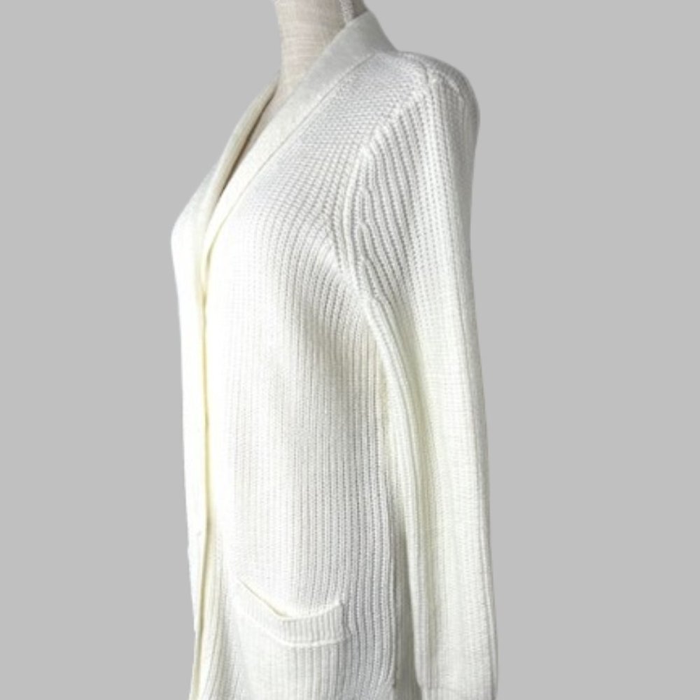White Tunic Length Shawl Collar Cardigan from Blair - Picture 2 of 11
